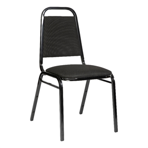 Trapezoidal Back Stacking Banquet Chair in Black Fabric - Black Frame
