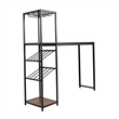 Modern Metal Bar Table with Bottle and Stemware Storage - Black/Walnut