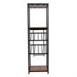 Modern Metal Bar Table with Bottle and Stemware Storage - Black/Walnut