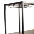 Modern Metal Bar Table with Bottle and Stemware Storage - Black/Walnut