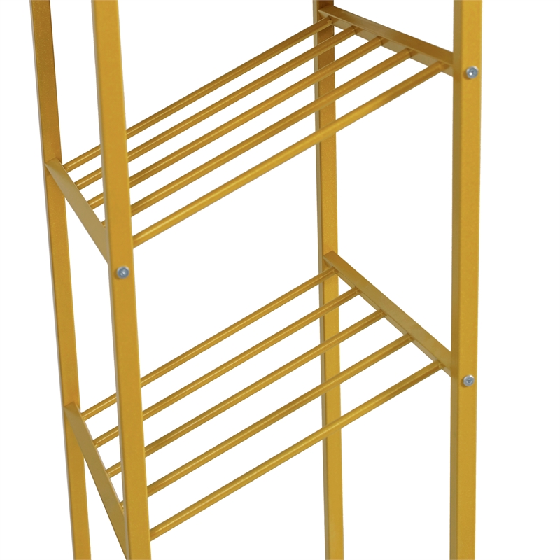 Modern Metal Bar Table with Bottle and Stemware Storage - Gold/Faux Marble