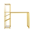 Modern Metal Bar Table with Bottle and Stemware Storage - Gold/Faux Marble
