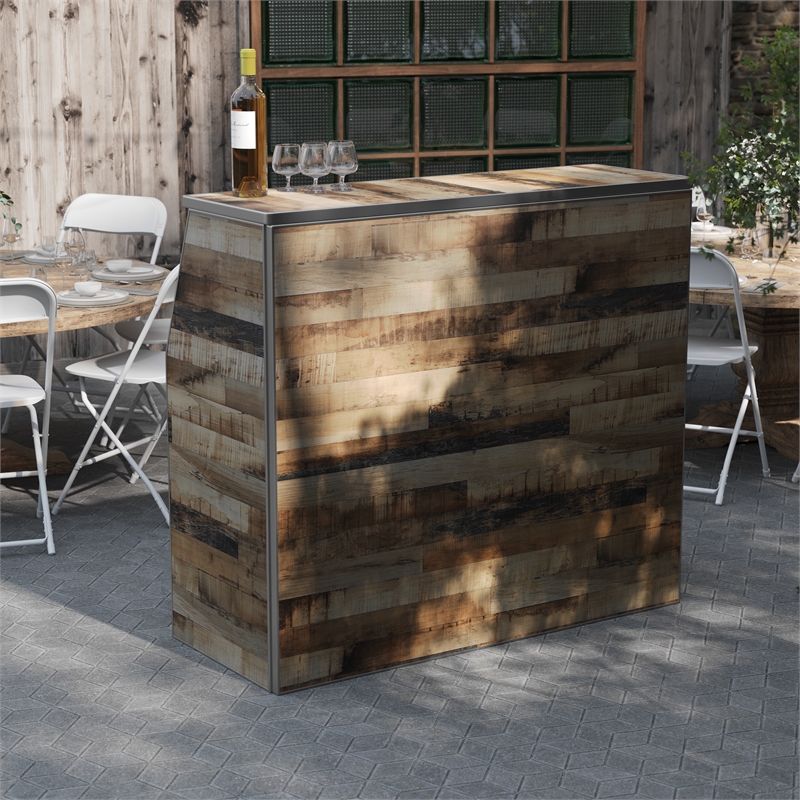 4' Rustic Laminate Foldable Portable Event Bar - Catering/Bartender Bar