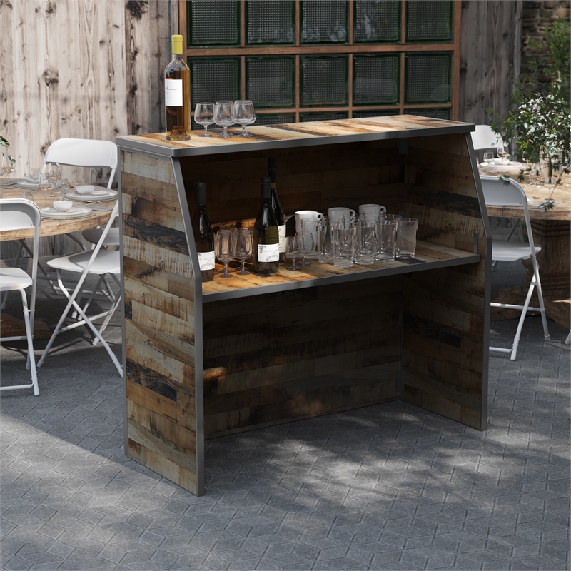 4' Rustic Laminate Foldable Portable Event Bar - Catering/Bartender Bar