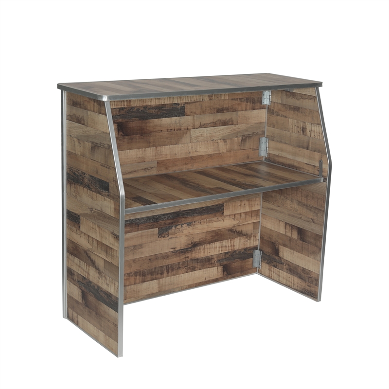 4' Rustic Laminate Foldable Portable Event Bar - Catering/Bartender Bar