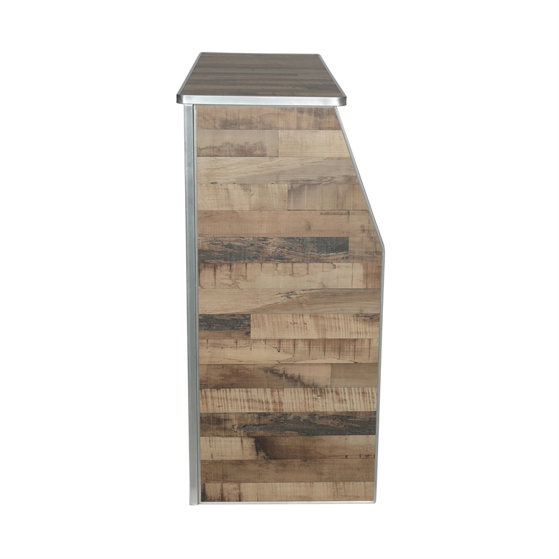 4' Rustic Laminate Foldable Portable Event Bar - Catering/Bartender Bar