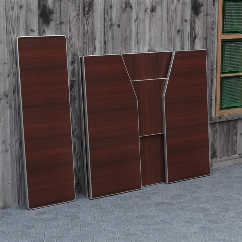 4' Walnut Laminate Foldable Portable Event Bar - Catering/Bartender Bar