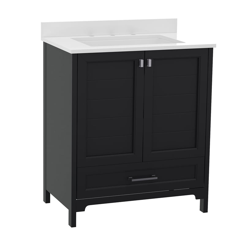 30 Inch Bathroom Vanity with Undermount Sink Cabinet and Drawer in Black