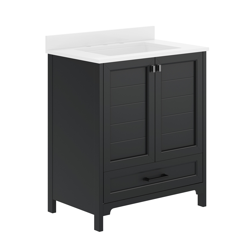 30 Inch Bathroom Vanity with Undermount Sink Cabinet and Drawer in Black