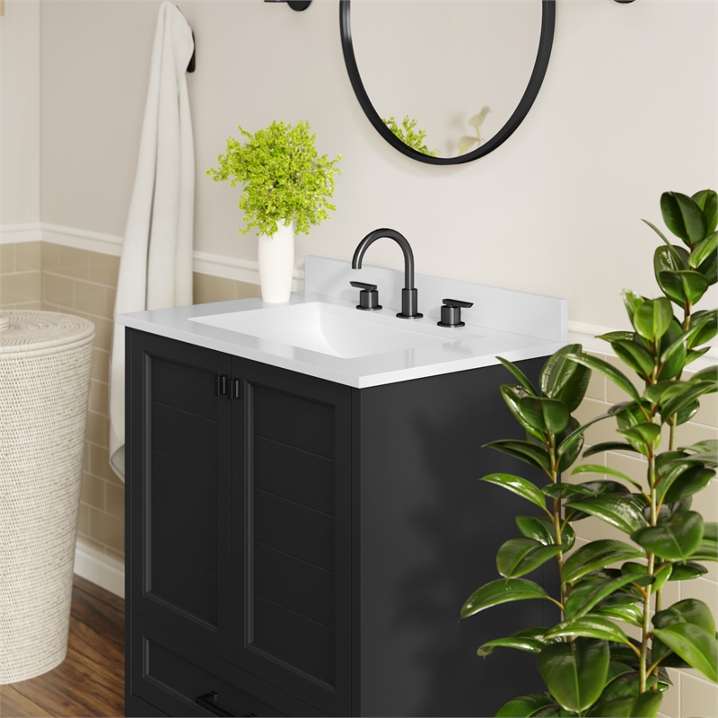30 Inch Bathroom Vanity with Undermount Sink Cabinet and Drawer in Black
