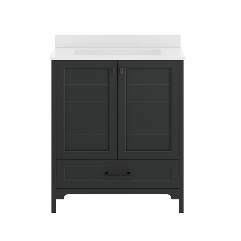 30 Inch Bathroom Vanity with Undermount Sink Cabinet and Drawer in Black