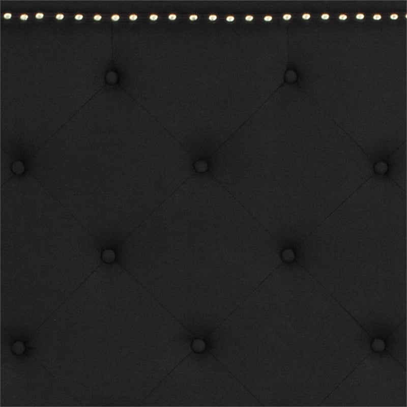 Full Tufted Platform Bed in Black Fabric with 10 Inch Pocket Spring Mattress