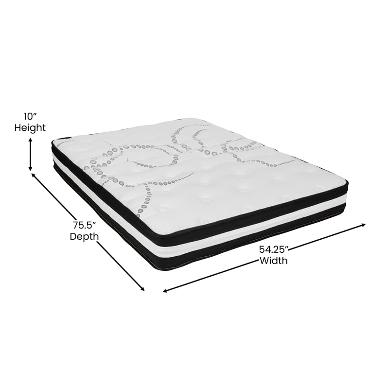 Full Tufted Platform Bed in Black Fabric with 10 Inch Pocket Spring Mattress