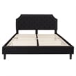 King Tufted Platform Bed in Black Fabric with 10 Inch Pocket Spring Mattress