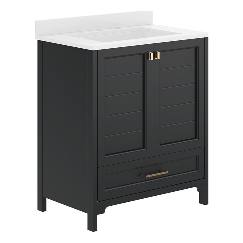30 Inch Bathroom Vanity with Undermount Sink Cabinet and Drawer in Black