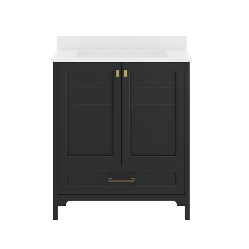 30 Inch Bathroom Vanity with Undermount Sink Cabinet and Drawer in Black