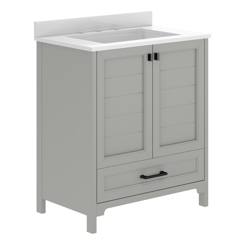 30 Inch Bathroom Vanity with Undermount Sink Cabinet and Drawer in Gray