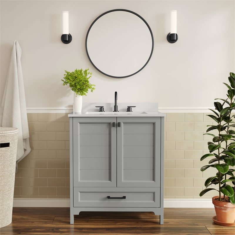 30 Inch Bathroom Vanity with Undermount Sink Cabinet and Drawer in Gray