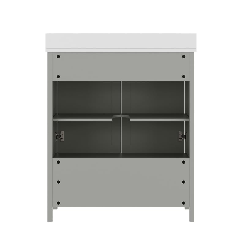 30 Inch Bathroom Vanity with Undermount Sink Cabinet and Drawer in Gray