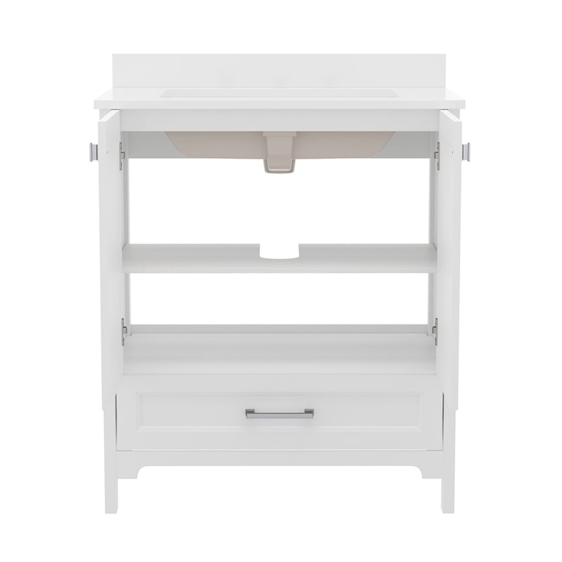 30 Inch Bathroom Vanity with Undermount Sink Cabinet and Drawer in White