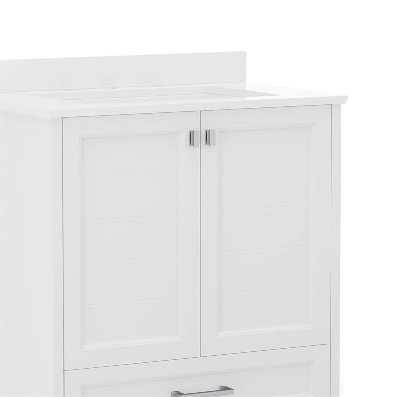 30 Inch Bathroom Vanity with Undermount Sink Cabinet and Drawer in White