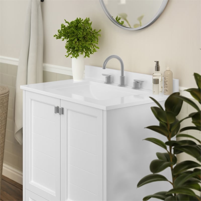 30 Inch Bathroom Vanity with Undermount Sink Cabinet and Drawer in White