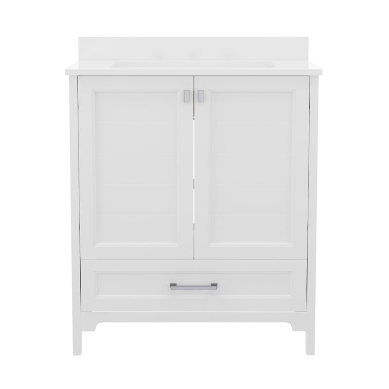 30 Inch Bathroom Vanity with Undermount Sink Cabinet and Drawer in White