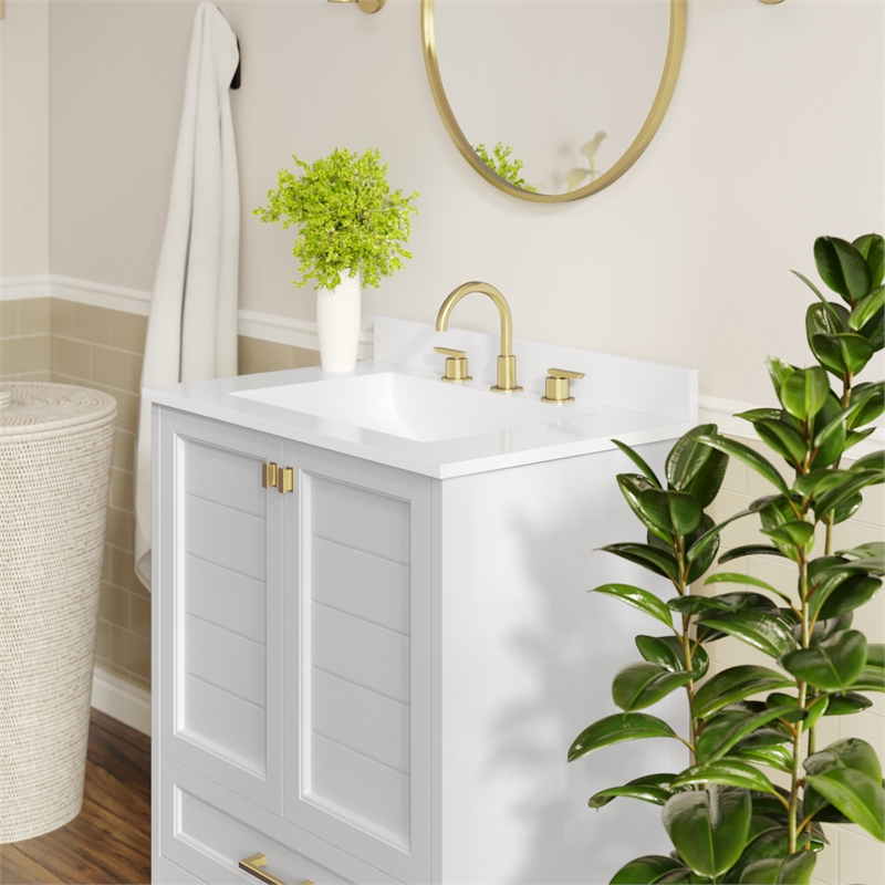 30 Inch Bathroom Vanity with Undermount Sink Cabinet and Drawer in White