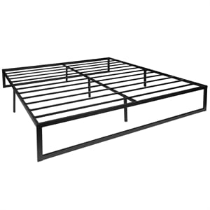14&quot King Metal Platform Bed Frame with Steel Slat Supports-No Foundation Needed