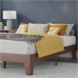 Wood Platform Bed with 14 Wooden Support Slats in Walnut - Full