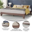 Wood Platform Bed with 14 Wooden Support Slats in Walnut - King