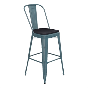 All-Weather Bar Height Stool with Poly Resin Seat - Kelly-Blue Teal/Black