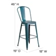 All-Weather Bar Height Stool with Poly Resin Seat - Kelly-Blue Teal/Black
