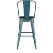 All-Weather Bar Height Stool with Poly Resin Seat - Kelly-Blue Teal/Black