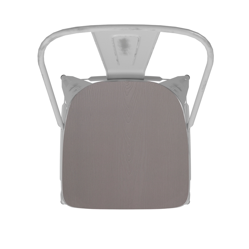 All-Weather Bar Height Stool with Poly Resin Seat - White/Gray