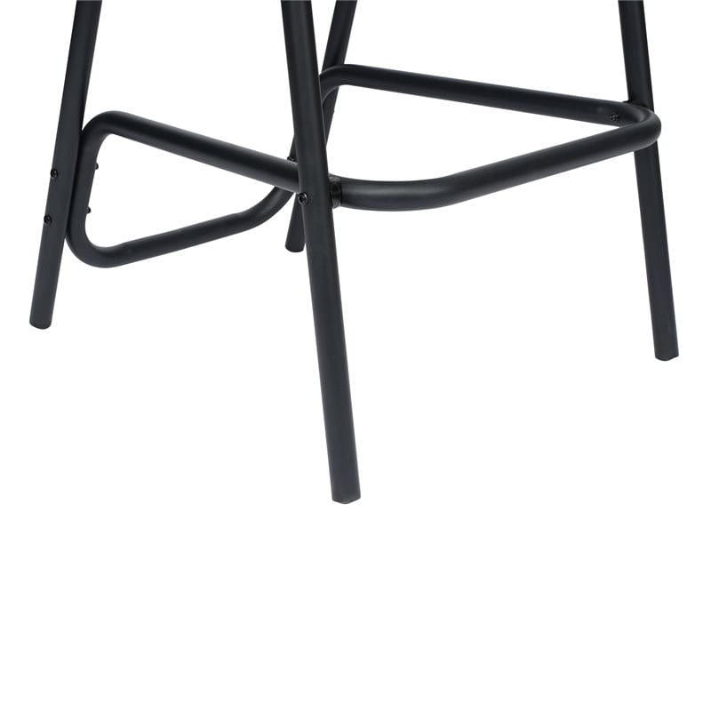 Commercial Indoor-Outdoor Rattan Restaurant Barstool Black Frame-Black