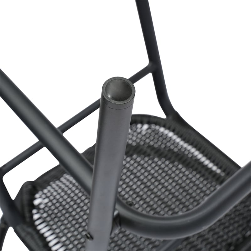 Commercial Indoor-Outdoor Rattan Restaurant Barstool Black Frame-Black