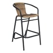 Commercial Indoor-Outdoor Rattan Restaurant Barstool Black Frame-Medium Brown