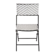 2PC Black and White Indoor/Outdoor PE Rattan Folding Bistro Chairs