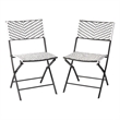 2PC Black and White Indoor/Outdoor PE Rattan Folding Bistro Chairs