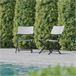 2PC Black and White Indoor/Outdoor PE Rattan Folding Bistro Chairs