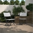 2PC Black and White Indoor/Outdoor PE Rattan Folding Bistro Chairs