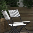 2PC Black and White Indoor/Outdoor PE Rattan Folding Bistro Chairs