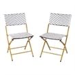 2PC Navy and White Indoor/Outdoor PE Rattan Folding Bistro Chairs