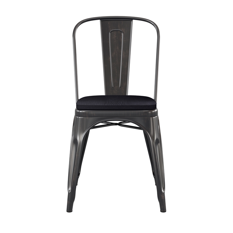 All-Weather Commercial Stack Chair & Poly Resin Seat - Black-Antique Gold/Black