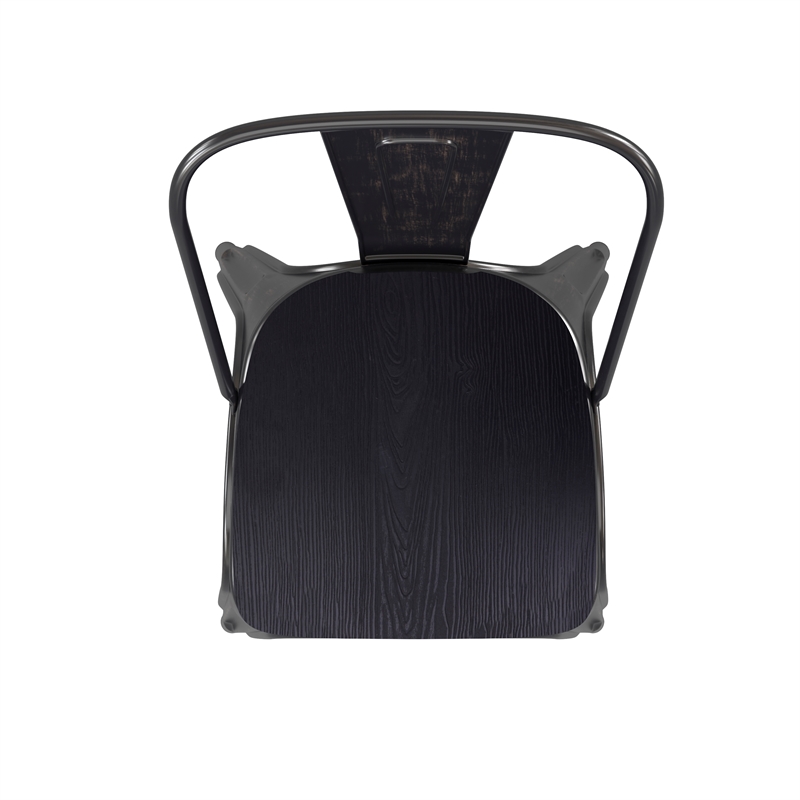 All-Weather Commercial Stack Chair & Poly Resin Seat - Black-Antique Gold/Black