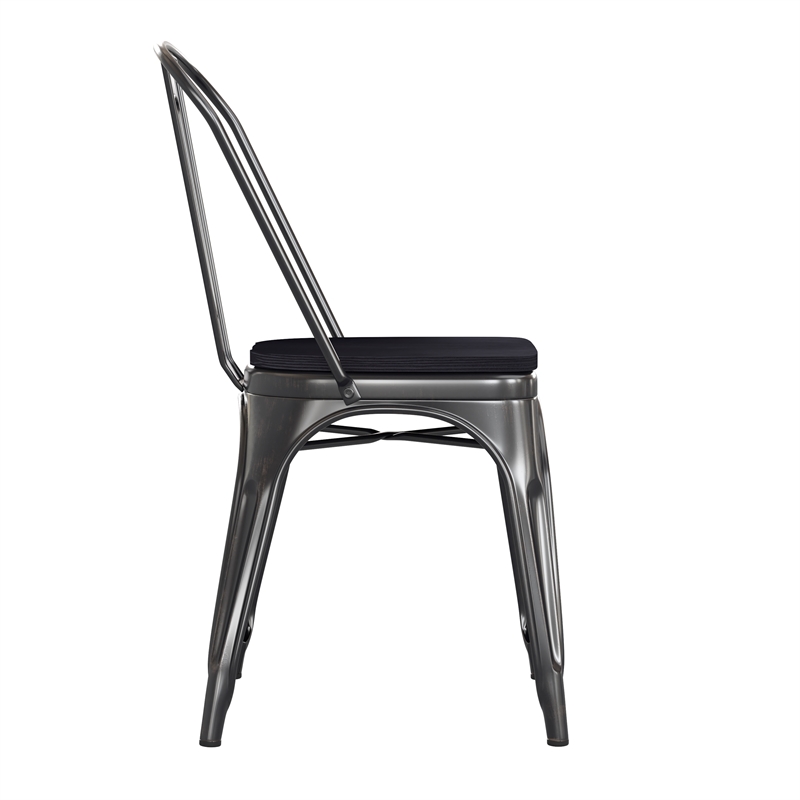 All-Weather Commercial Stack Chair & Poly Resin Seat - Black-Antique Gold/Black