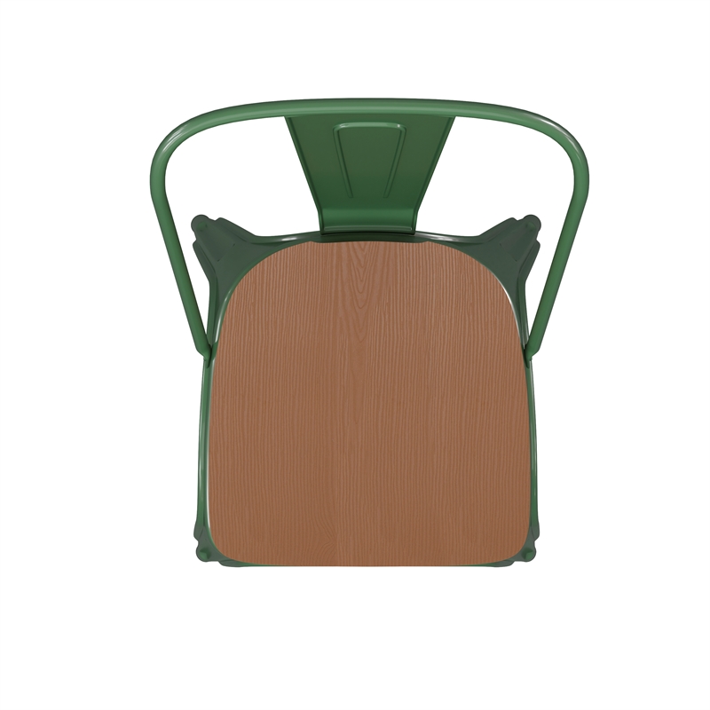 All-Weather Commercial Stack Chair & Poly Resin Seat - Green/Teak