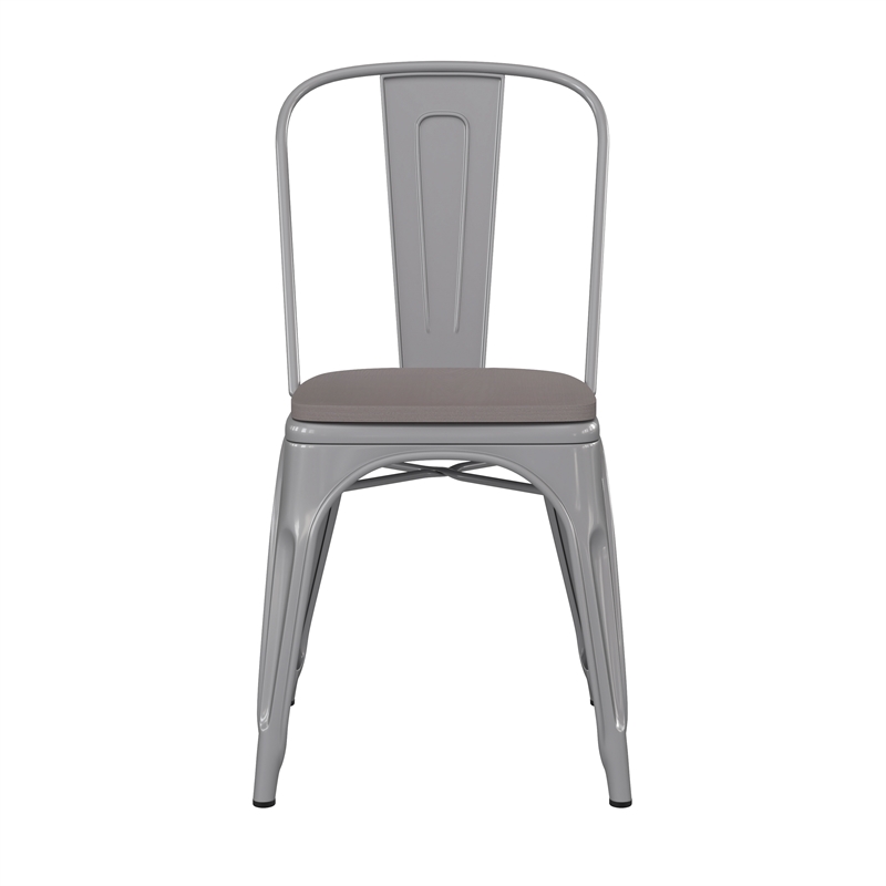 All-Weather Commercial Stack Chair & Poly Resin Seat - Silver/Gray