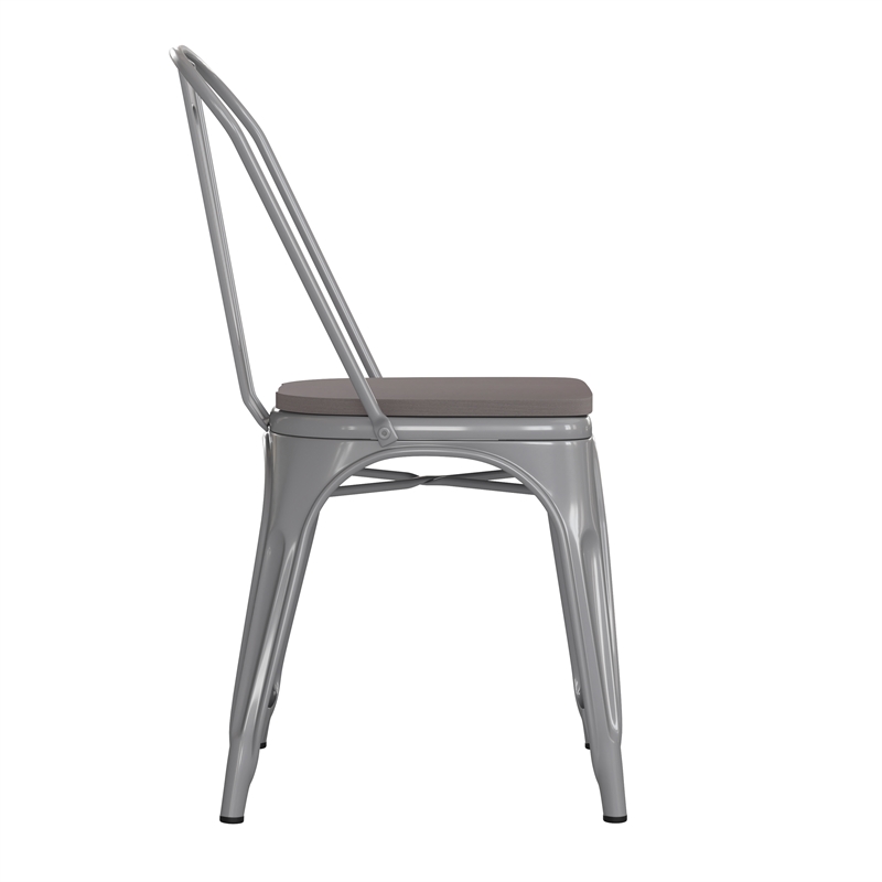 All-Weather Commercial Stack Chair & Poly Resin Seat - Silver/Gray